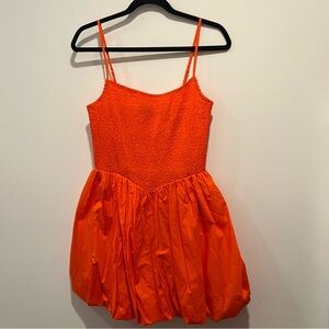 Vic orange bubble hem mini dress